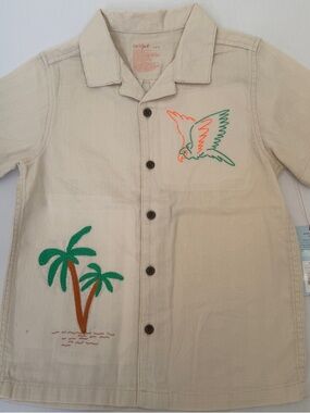 Cat & Jack Boys Tropical Vacation Button Up Shirt Size 6 7 New With Tags